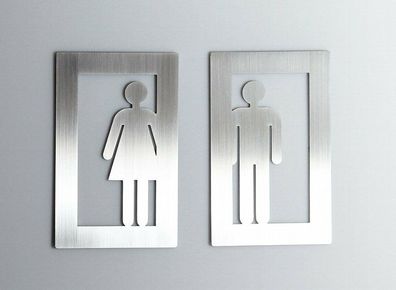 Türschild Set Frau und Mann WC-Schild Toilettenschild Edelstahl matt gebürstet