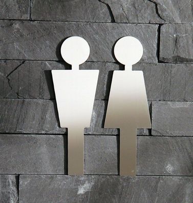 Türschild Set Mann und Frau aus Edelstahl hochglänzend poliert Made in Germany