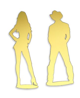 Türschild Set sexy Frau und Mann WC-Schild aus Edelstahl goldfarben glänzend