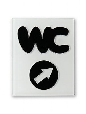 WC-Schild mit Pfeil Wegweiser WC Toilettenschild Türschild schwarz-weiß