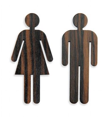 Türschild-Set Mann und Frau WC-Schild makassarfurniert von Schönbeck Design
