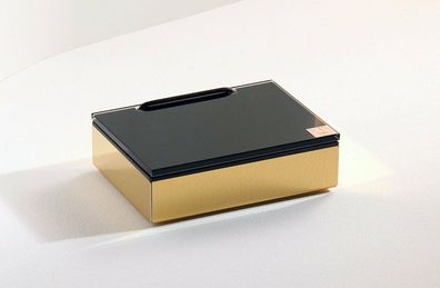 Schönbeck Design Feuchttücherbox Feuchttuchbox goldfarben mit Glas schwarz