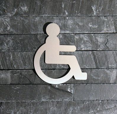 Türschild Rollstuhlfahrer Toilettenschild WC-Schild aus Edelstahl hochglänzend