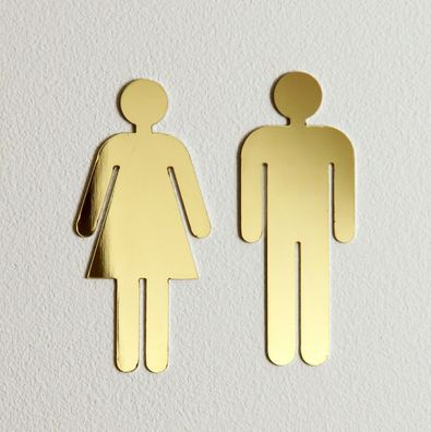 Türschild Set Mann und Frau WC-Schilder aus Edelstahl poliert goldfarben