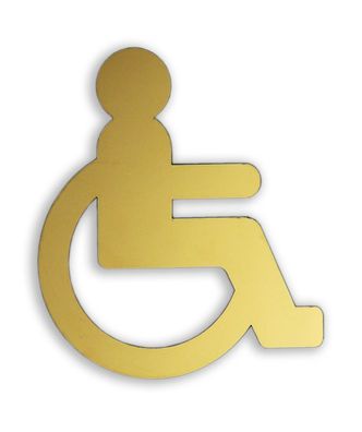 Türschild Rollstuhlfahrer WC-Schild Toilettenschild Edelstahl goldfarben glanz