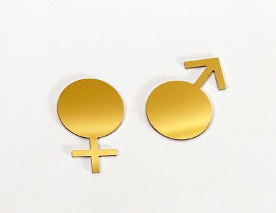 Türschild Set Symbol weiblich und männlich Toilettenschild goldfarben WC-Schild