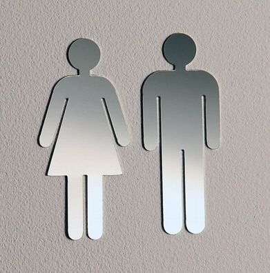 Türschild Set Frau und Mann WC-Schild Toilettenschild Edelstahl hochglänzend