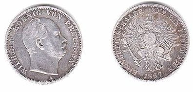 1 Vereinstaler Silber Münze Preussen 1867 A Wilhelm