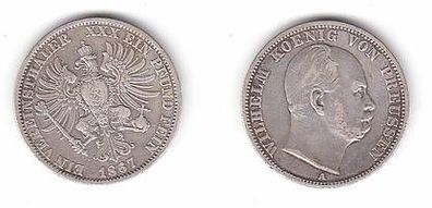 1 Vereinstaler Silber Münze Preussen 1867 A Wilhelm ss+
