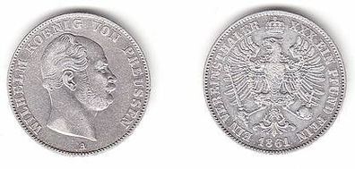 1 Vereinstaler Silber Münze Preussen 1861 A Wilhelm f. vz