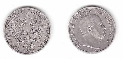 1 Vereinstaler Silber Münze Preussen 1871 A Wilhelm