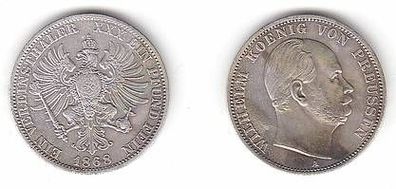 1 Vereinstaler Silber Münze Preussen 1868 A Wilhelm