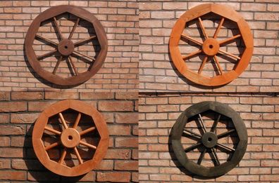 Dekoratives Wagenrad 48, 70 oder 100 cm, rustikal, Holz, verschiedene Farben