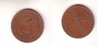 2 Pfennig Kupfer Münze Herzogtum Braunschweig 1859