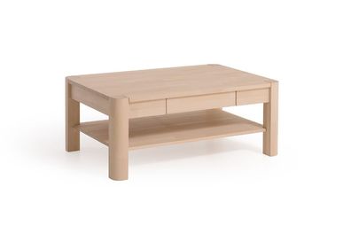 Couchtisch Tisch mit Schublade XAVIER Eiche Massivholz 120x80 cm