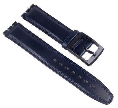 Minott Uhrenarmband Leder Nachtblau 17mm passend zu Swatch Uhren