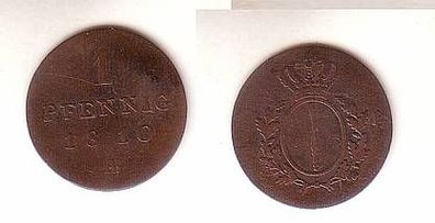 1 Pfennig Kupfer Münze Herzogtum Brandenburg Preussen 1810 A