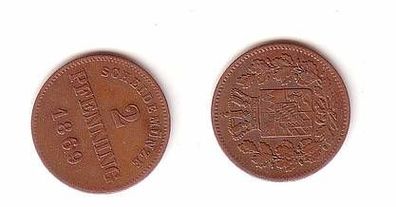 2 Pfennig Kupfer Münze Bayern 1869