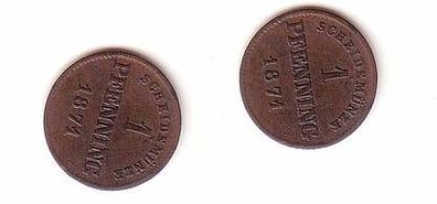1 Pfennig Kupfer Münze Bayern 1871