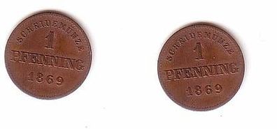 1 Pfennig Kupfer Münze Bayern 1869