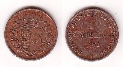 1 Sechsling Kupfer Münze Schleswig Holstein 1851
