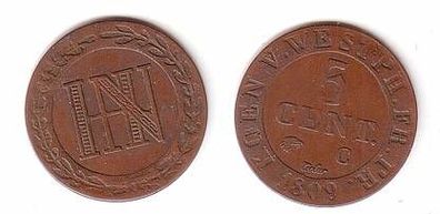 5 Cent. Kupfer Münze Königreich Westfalen 1809 C ss