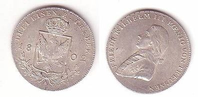 1/3 Reichstaler Silber Münze Preussen Friedrich Wilhelm III 1802 A