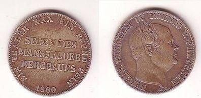 1 Taler Silber Münze Preussen 1860 A Segen des Mansfelder Bergbaues