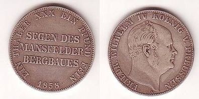 1 Taler Silber Münze Preussen 1858 A Segen des Mansfelder Bergbaues