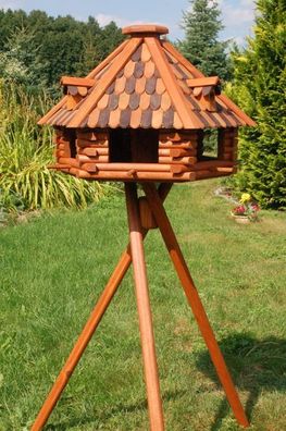 XXL Luxus Vogelhaus mit Solarbeleuchtung abs. Blickfang, Vogelfutterhaus aus Holz