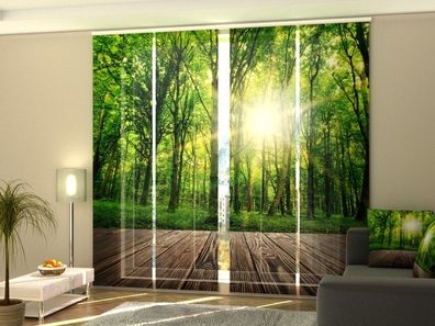 Fotogardine grüner Wald Schiebevorhang mit Motiv Schiebegardine Digitaldruck auf Maß