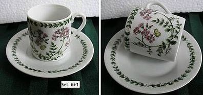 Espressotassen Kaffeetassen aus feinen Porzellan Blumen Muster, 14 Stück Set, wie neu