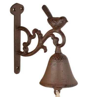 Esschert DESIGN Türglocke Glocke door bell Vogel S Gusseisen braun Landhaus NEU