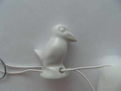 Porzellan Tropfenfänger Rabe, weiß, für Kaffee- oder Teekannen Figur Tier Vogel Krähe