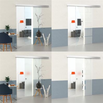 DURADOOR/® Glas-Schiebet/ür aus ESG Glas im 5-Streifendesign mit Klarfeld 2050 mm x 1050 mm x 10 mm B/ürot/ür Beschlag