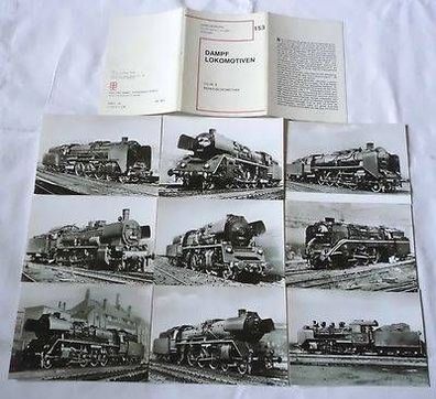 Mappe mit 9 Ak Dampflokomotiven DDR Sammelbildserie 153 Folge 8 von 1979