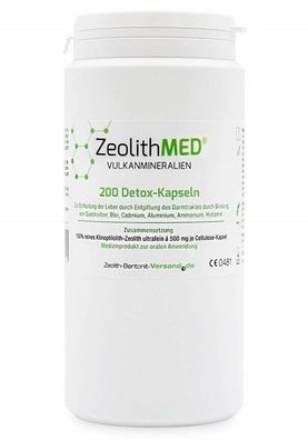 Zeolith MED® 200 Kapseln 100% Natur Klinoptilolith-Zeolith a 500mg Medizinprodukt