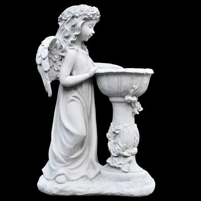 Massive Steinfigur Engel am Brunnen Skulptur Steinguss Gartendeko Wasseranschluß