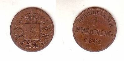 1 Pfennig Kupfer Münze Bayern 1861