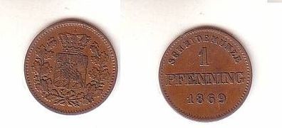1 Pfennig Kupfer Münze Bayern 1869