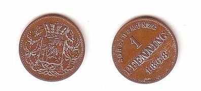 1 Pfennig Kupfer Münze Bayern 1868