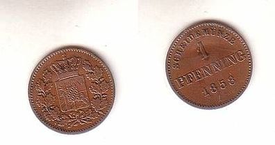 1 Pfennig Kupfer Münze Bayern 1858