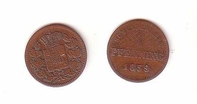 1 Pfennig Kupfer Münze Bayern 1859