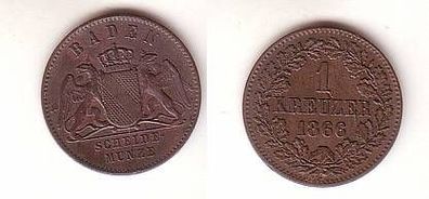 1 Kreuzer Kupfer Münze Baden 1866