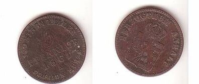 3 Pfennig Kupfer Münze Herzogtum Anhalt 1861 A
