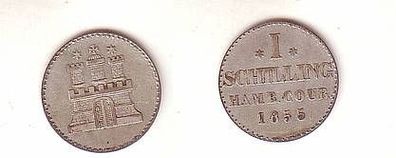 1 Schilling Silber Münze Hamburg 1855 ss+