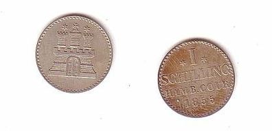 1 Schilling Silber Münze Hamburg 1855 f. vz