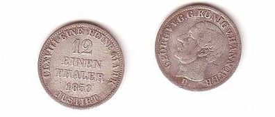 1/12 Taler Silber Münze Hannover 1853 B f. ss
