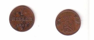 1 Pfennig Kupfer Münze Hessen Darmstadt 1848