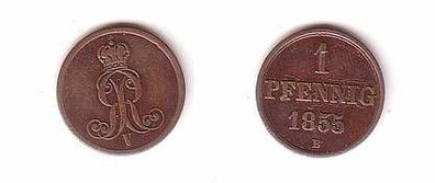 1 Pfennig Kupfer Münze Hannover 1855 B